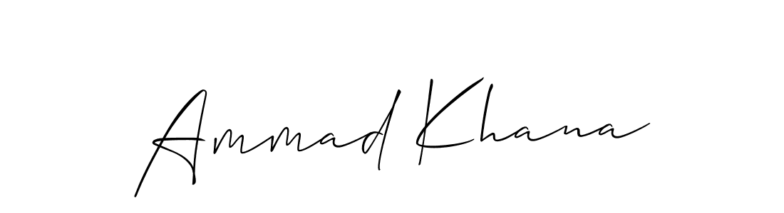 The best way (Allison_Script) to make a short signature is to pick only two or three words in your name. The name Ammad Khana include a total of six letters. For converting this name. Ammad Khana signature style 2 images and pictures png
