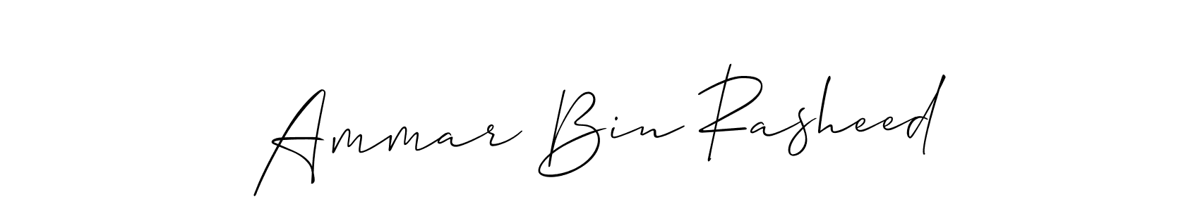Use a signature maker to create a handwritten signature online. With this signature software, you can design (Allison_Script) your own signature for name Ammar Bin Rasheed. Ammar Bin Rasheed signature style 2 images and pictures png