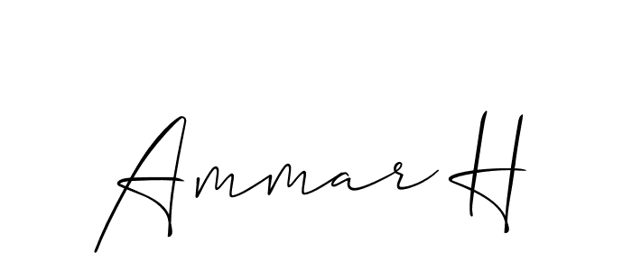 Use a signature maker to create a handwritten signature online. With this signature software, you can design (Allison_Script) your own signature for name Ammar H. Ammar H signature style 2 images and pictures png