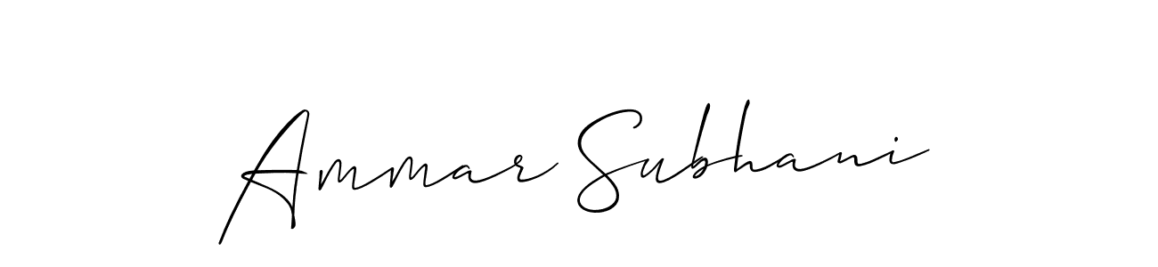 Also we have Ammar Subhani name is the best signature style. Create professional handwritten signature collection using Allison_Script autograph style. Ammar Subhani signature style 2 images and pictures png