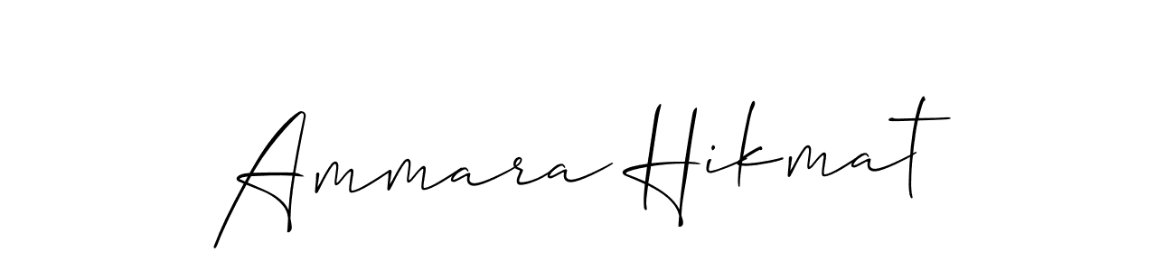 Create a beautiful signature design for name Ammara Hikmat. With this signature (Allison_Script) fonts, you can make a handwritten signature for free. Ammara Hikmat signature style 2 images and pictures png