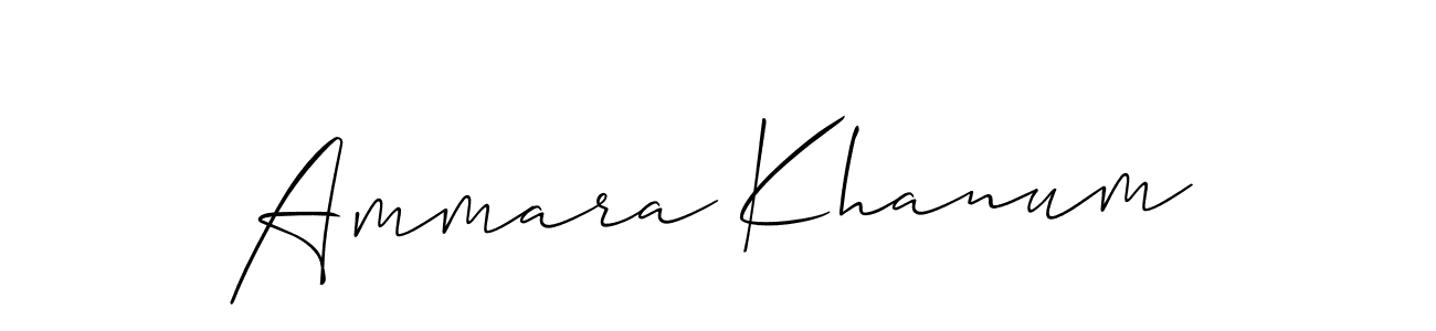 Make a beautiful signature design for name Ammara Khanum. With this signature (Allison_Script) style, you can create a handwritten signature for free. Ammara Khanum signature style 2 images and pictures png