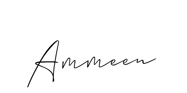 Use a signature maker to create a handwritten signature online. With this signature software, you can design (Allison_Script) your own signature for name Ammeen. Ammeen signature style 2 images and pictures png