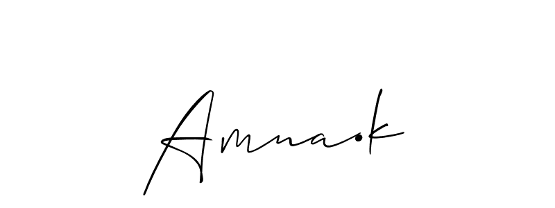 It looks lik you need a new signature style for name Amna•k. Design unique handwritten (Allison_Script) signature with our free signature maker in just a few clicks. Amna•k signature style 2 images and pictures png