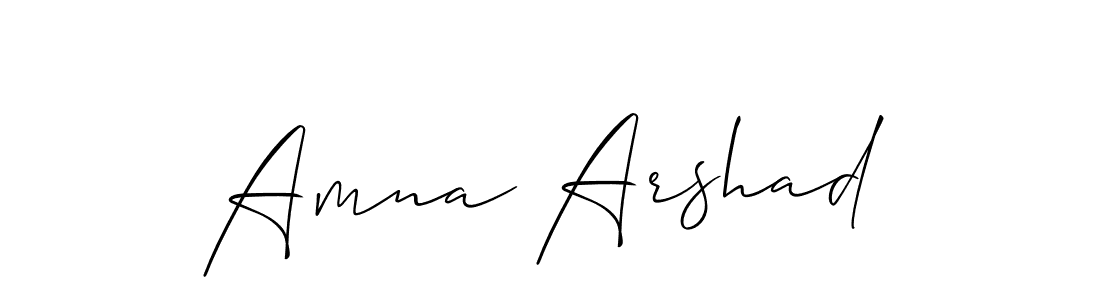 Make a short Amna Arshad signature style. Manage your documents anywhere anytime using Allison_Script. Create and add eSignatures, submit forms, share and send files easily. Amna Arshad signature style 2 images and pictures png