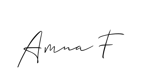 if you are searching for the best signature style for your name Amna F. so please give up your signature search. here we have designed multiple signature styles  using Allison_Script. Amna F signature style 2 images and pictures png