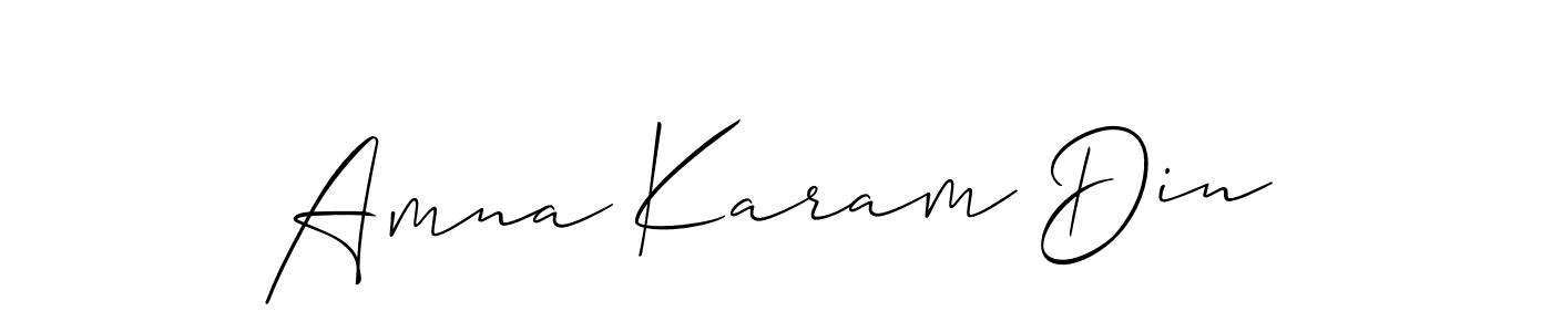 Also we have Amna Karam Din name is the best signature style. Create professional handwritten signature collection using Allison_Script autograph style. Amna Karam Din signature style 2 images and pictures png