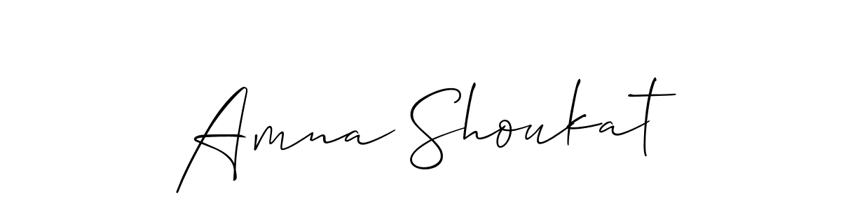 Use a signature maker to create a handwritten signature online. With this signature software, you can design (Allison_Script) your own signature for name Amna Shoukat. Amna Shoukat signature style 2 images and pictures png