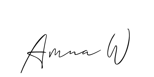 Design your own signature with our free online signature maker. With this signature software, you can create a handwritten (Allison_Script) signature for name Amna W. Amna W signature style 2 images and pictures png