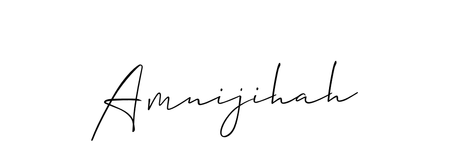 The best way (Allison_Script) to make a short signature is to pick only two or three words in your name. The name Amnijihah include a total of six letters. For converting this name. Amnijihah signature style 2 images and pictures png