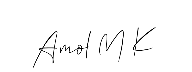 Similarly Allison_Script is the best handwritten signature design. Signature creator online .You can use it as an online autograph creator for name Amol M K. Amol M K signature style 2 images and pictures png