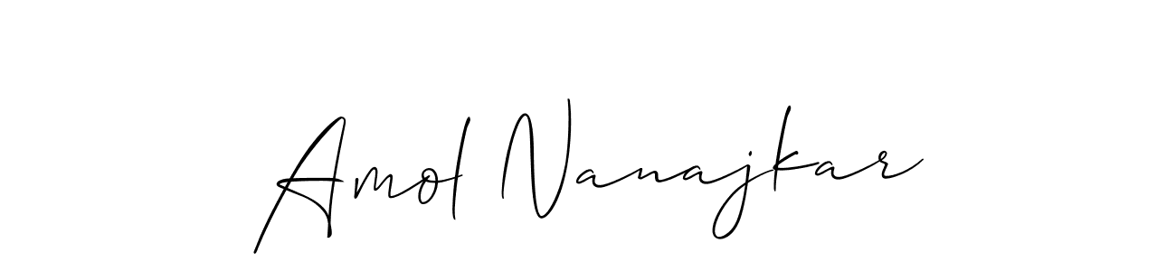 How to make Amol Nanajkar name signature. Use Allison_Script style for creating short signs online. This is the latest handwritten sign. Amol Nanajkar signature style 2 images and pictures png
