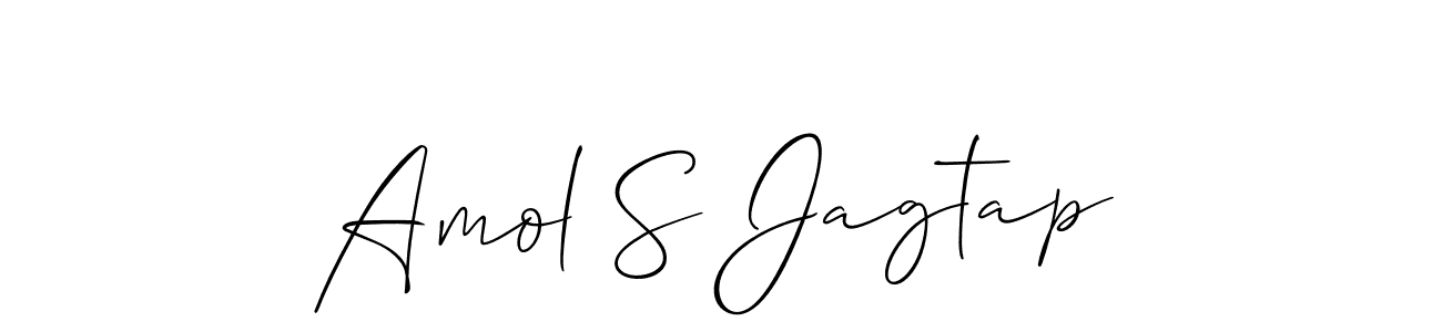 How to make Amol S Jagtap name signature. Use Allison_Script style for creating short signs online. This is the latest handwritten sign. Amol S Jagtap signature style 2 images and pictures png