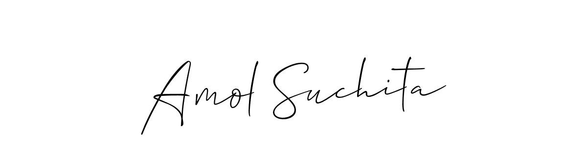 The best way (Allison_Script) to make a short signature is to pick only two or three words in your name. The name Amol Suchita include a total of six letters. For converting this name. Amol Suchita signature style 2 images and pictures png