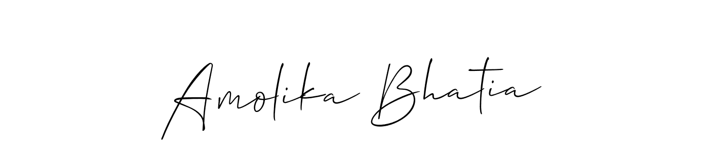 Design your own signature with our free online signature maker. With this signature software, you can create a handwritten (Allison_Script) signature for name Amolika Bhatia. Amolika Bhatia signature style 2 images and pictures png