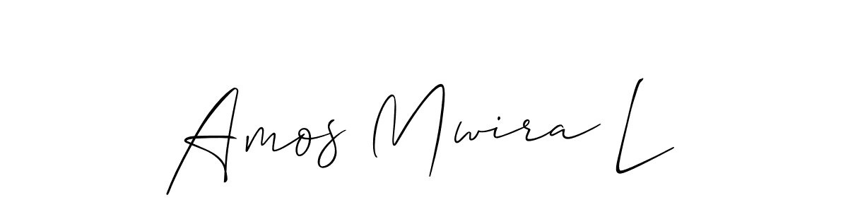 The best way (Allison_Script) to make a short signature is to pick only two or three words in your name. The name Amos Mwira L include a total of six letters. For converting this name. Amos Mwira L signature style 2 images and pictures png