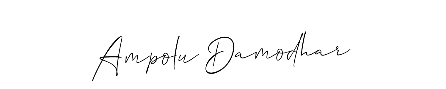 Use a signature maker to create a handwritten signature online. With this signature software, you can design (Allison_Script) your own signature for name Ampolu Damodhar. Ampolu Damodhar signature style 2 images and pictures png