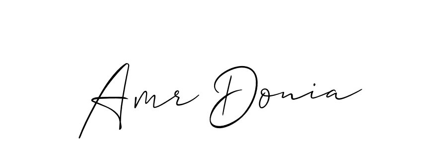 Also You can easily find your signature by using the search form. We will create Amr Donia name handwritten signature images for you free of cost using Allison_Script sign style. Amr Donia signature style 2 images and pictures png