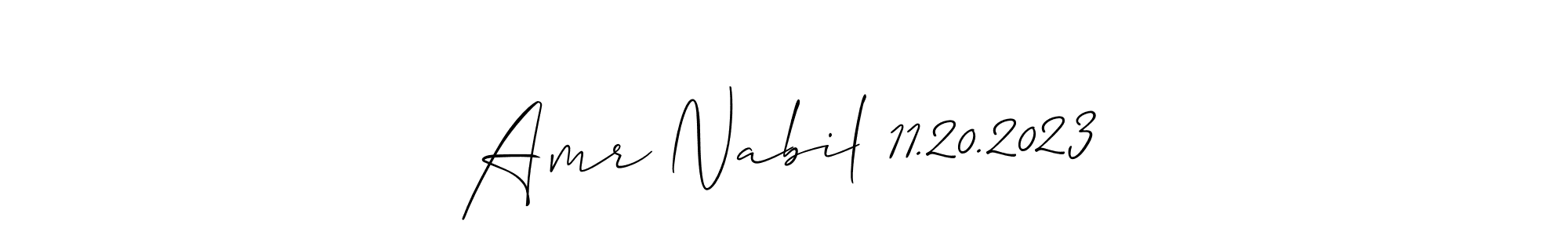 This is the best signature style for the Amr Nabil 11.20.2023 name. Also you like these signature font (Allison_Script). Mix name signature. Amr Nabil 11.20.2023 signature style 2 images and pictures png