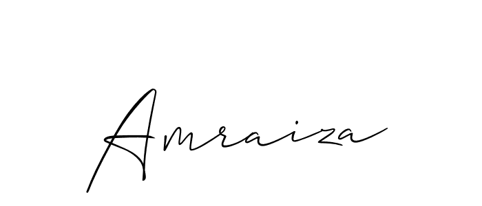 The best way (Allison_Script) to make a short signature is to pick only two or three words in your name. The name Amraiza include a total of six letters. For converting this name. Amraiza signature style 2 images and pictures png