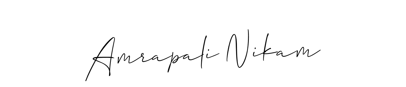 Design your own signature with our free online signature maker. With this signature software, you can create a handwritten (Allison_Script) signature for name Amrapali Nikam. Amrapali Nikam signature style 2 images and pictures png