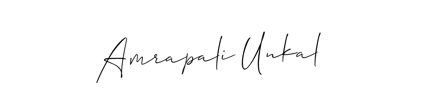 if you are searching for the best signature style for your name Amrapali Unkal. so please give up your signature search. here we have designed multiple signature styles  using Allison_Script. Amrapali Unkal signature style 2 images and pictures png