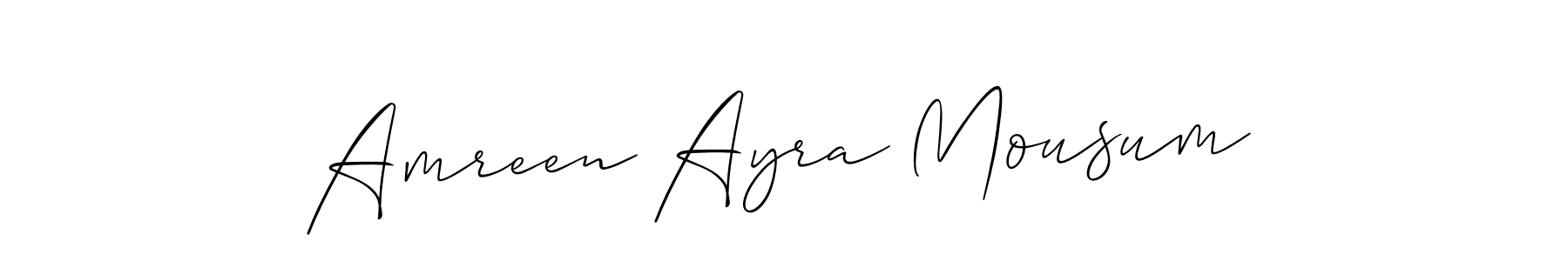 Use a signature maker to create a handwritten signature online. With this signature software, you can design (Allison_Script) your own signature for name Amreen Ayra Mousum. Amreen Ayra Mousum signature style 2 images and pictures png