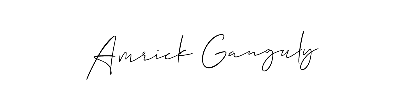 The best way (Allison_Script) to make a short signature is to pick only two or three words in your name. The name Amrick Ganguly include a total of six letters. For converting this name. Amrick Ganguly signature style 2 images and pictures png