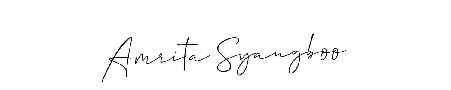 You should practise on your own different ways (Allison_Script) to write your name (Amrita Syangboo) in signature. don't let someone else do it for you. Amrita Syangboo signature style 2 images and pictures png