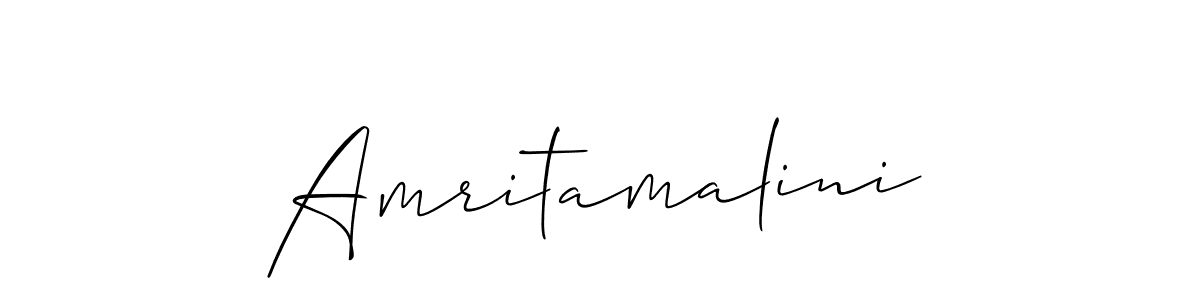 The best way (Allison_Script) to make a short signature is to pick only two or three words in your name. The name Amritamalini include a total of six letters. For converting this name. Amritamalini signature style 2 images and pictures png