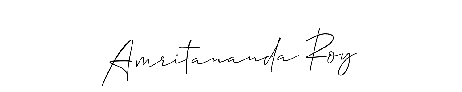 The best way (Allison_Script) to make a short signature is to pick only two or three words in your name. The name Amritananda Roy include a total of six letters. For converting this name. Amritananda Roy signature style 2 images and pictures png