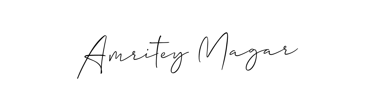 Design your own signature with our free online signature maker. With this signature software, you can create a handwritten (Allison_Script) signature for name Amritey Magar. Amritey Magar signature style 2 images and pictures png