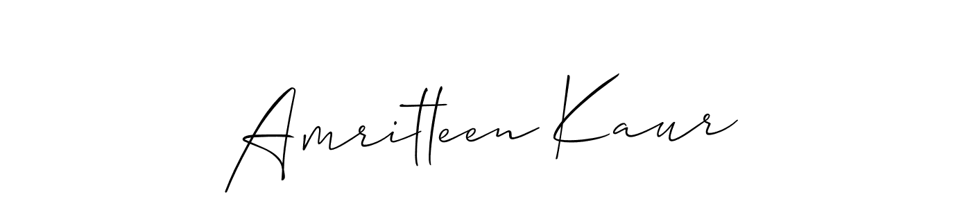 How to make Amritleen Kaur name signature. Use Allison_Script style for creating short signs online. This is the latest handwritten sign. Amritleen Kaur signature style 2 images and pictures png