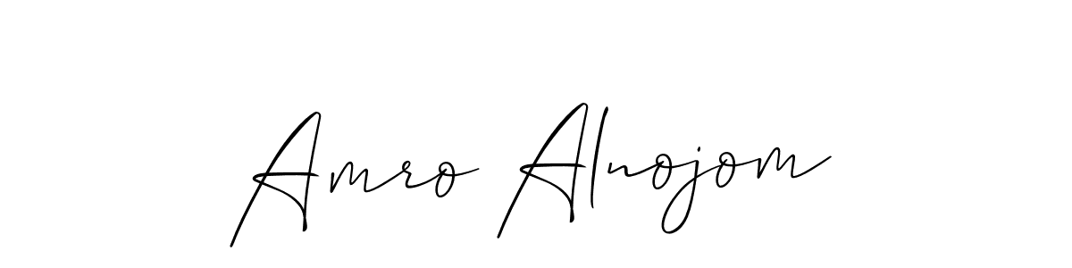 How to make Amro Alnojom name signature. Use Allison_Script style for creating short signs online. This is the latest handwritten sign. Amro Alnojom signature style 2 images and pictures png