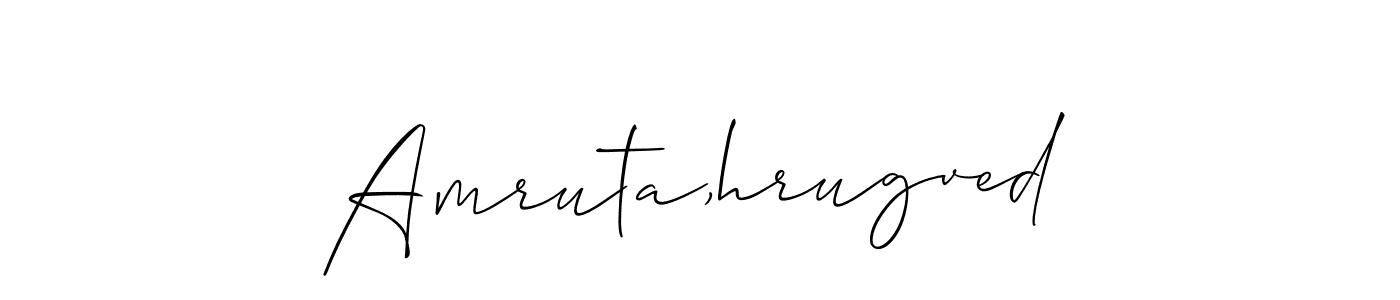 Use a signature maker to create a handwritten signature online. With this signature software, you can design (Allison_Script) your own signature for name Amruta,hrugved. Amruta,hrugved signature style 2 images and pictures png