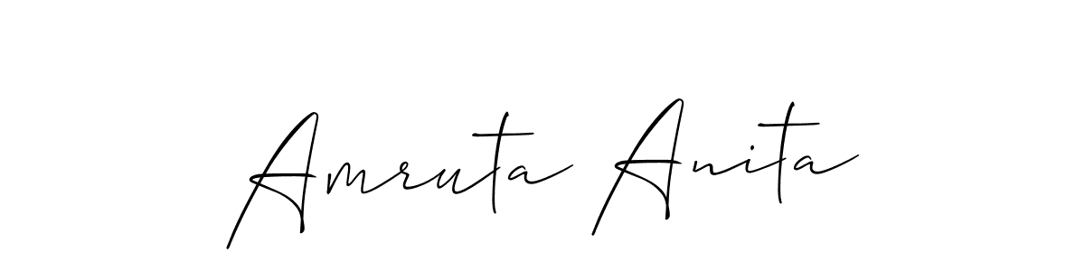 The best way (Allison_Script) to make a short signature is to pick only two or three words in your name. The name Amruta Anita include a total of six letters. For converting this name. Amruta Anita signature style 2 images and pictures png