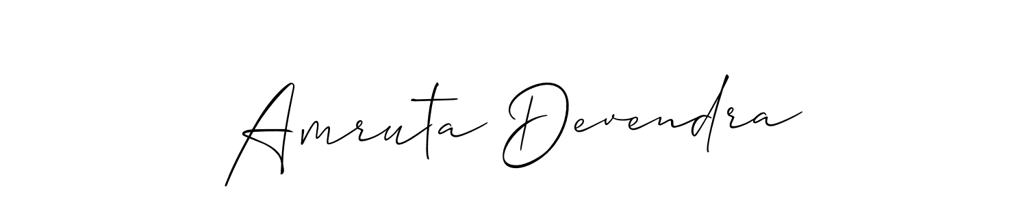 How to make Amruta Devendra signature? Allison_Script is a professional autograph style. Create handwritten signature for Amruta Devendra name. Amruta Devendra signature style 2 images and pictures png