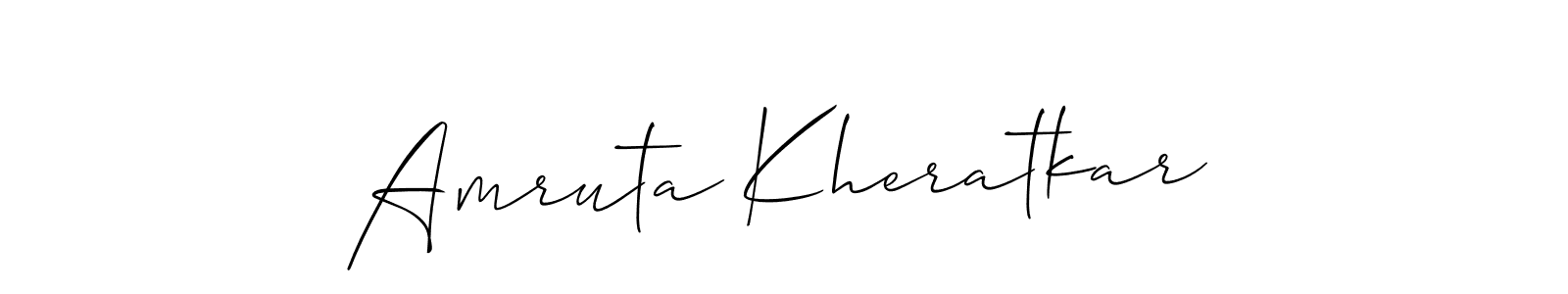 Also You can easily find your signature by using the search form. We will create Amruta Kheratkar name handwritten signature images for you free of cost using Allison_Script sign style. Amruta Kheratkar signature style 2 images and pictures png