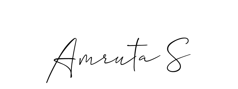Also You can easily find your signature by using the search form. We will create Amruta S name handwritten signature images for you free of cost using Allison_Script sign style. Amruta S signature style 2 images and pictures png