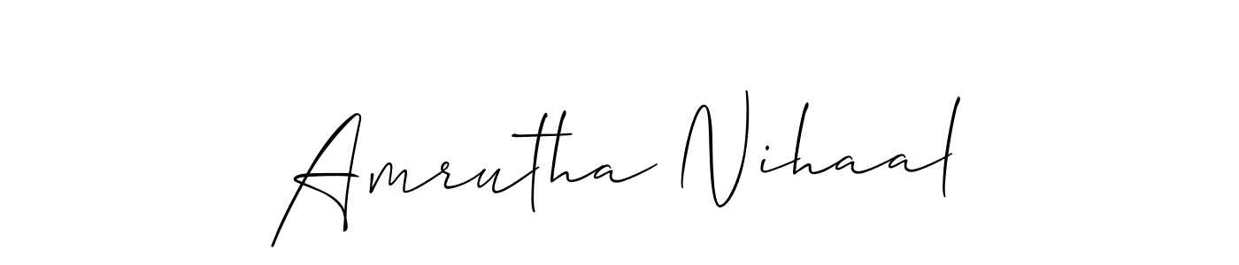 How to make Amrutha Nihaal signature? Allison_Script is a professional autograph style. Create handwritten signature for Amrutha Nihaal name. Amrutha Nihaal signature style 2 images and pictures png