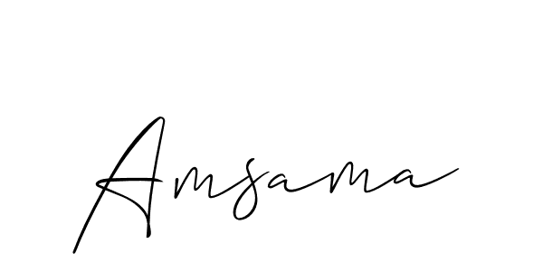 Similarly Allison_Script is the best handwritten signature design. Signature creator online .You can use it as an online autograph creator for name Amsama. Amsama signature style 2 images and pictures png