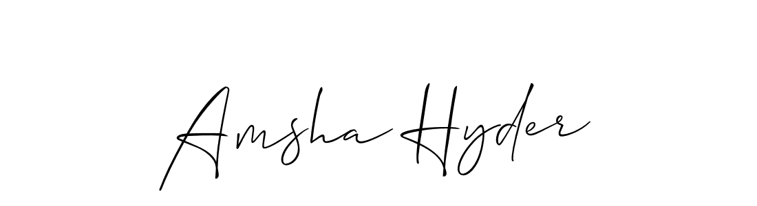 Use a signature maker to create a handwritten signature online. With this signature software, you can design (Allison_Script) your own signature for name Amsha Hyder. Amsha Hyder signature style 2 images and pictures png