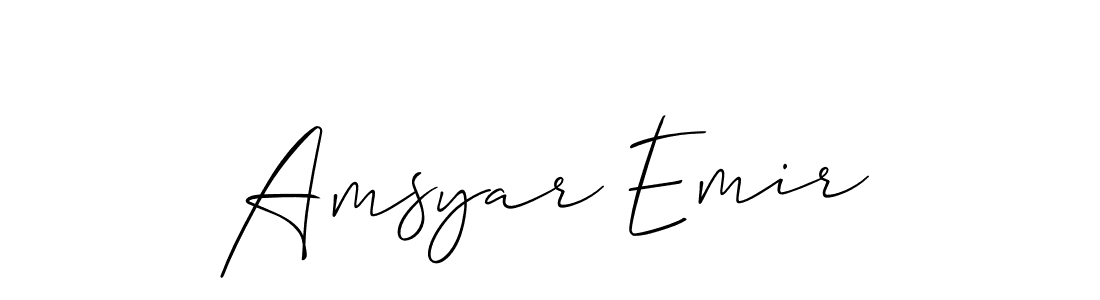 See photos of Amsyar Emir official signature by Spectra . Check more albums & portfolios. Read reviews & check more about Allison_Script font. Amsyar Emir signature style 2 images and pictures png