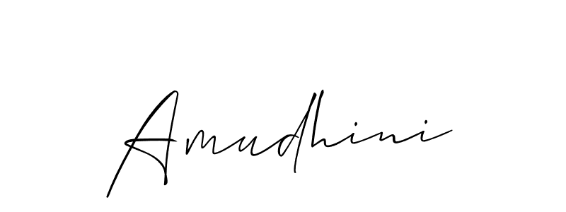 Use a signature maker to create a handwritten signature online. With this signature software, you can design (Allison_Script) your own signature for name Amudhini. Amudhini signature style 2 images and pictures png