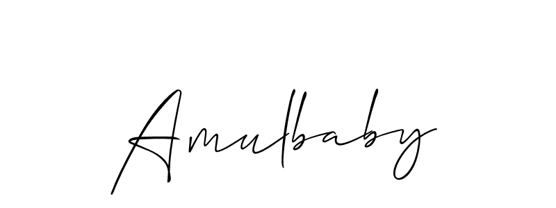 Use a signature maker to create a handwritten signature online. With this signature software, you can design (Allison_Script) your own signature for name Amulbaby. Amulbaby signature style 2 images and pictures png