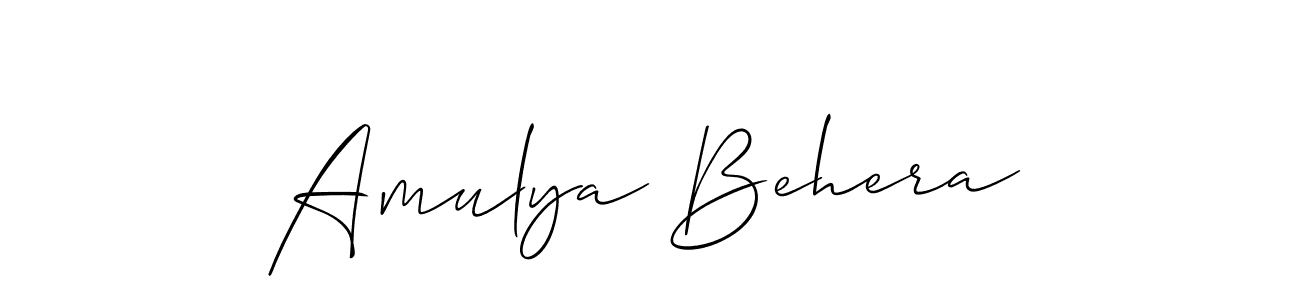 Create a beautiful signature design for name Amulya Behera. With this signature (Allison_Script) fonts, you can make a handwritten signature for free. Amulya Behera signature style 2 images and pictures png