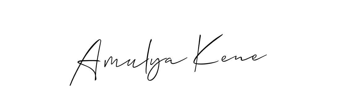 How to make Amulya Kene name signature. Use Allison_Script style for creating short signs online. This is the latest handwritten sign. Amulya Kene signature style 2 images and pictures png