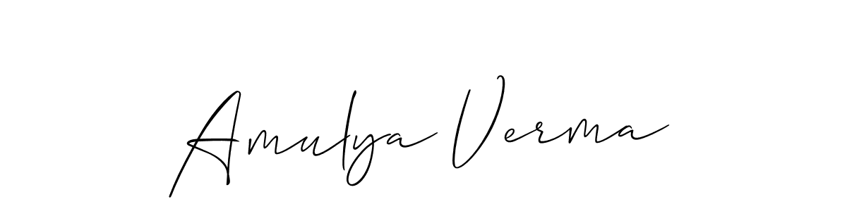 Create a beautiful signature design for name Amulya Verma. With this signature (Allison_Script) fonts, you can make a handwritten signature for free. Amulya Verma signature style 2 images and pictures png