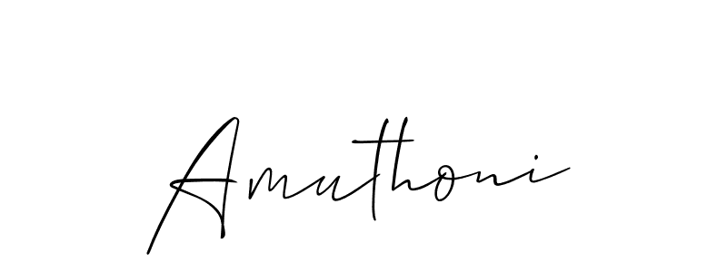 Use a signature maker to create a handwritten signature online. With this signature software, you can design (Allison_Script) your own signature for name Amuthoni. Amuthoni signature style 2 images and pictures png