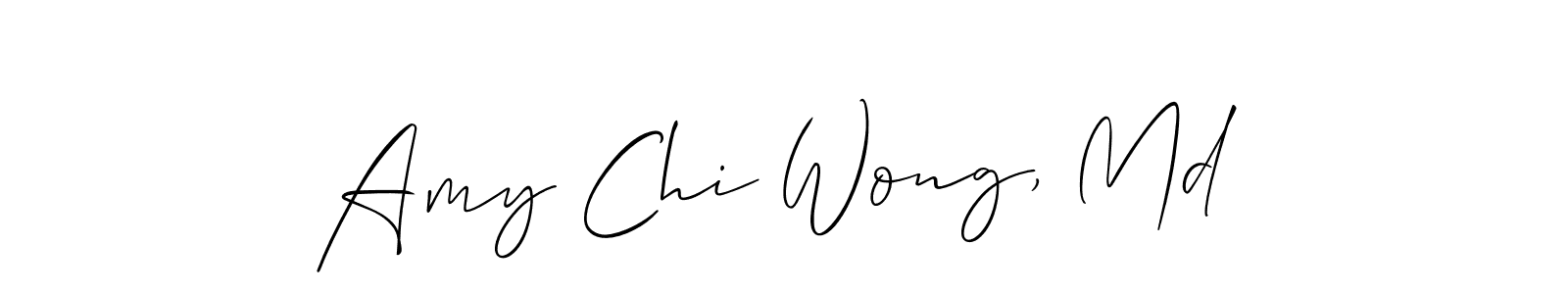 Allison_Script is a professional signature style that is perfect for those who want to add a touch of class to their signature. It is also a great choice for those who want to make their signature more unique. Get Amy Chi Wong, Md name to fancy signature for free. Amy Chi Wong, Md signature style 2 images and pictures png